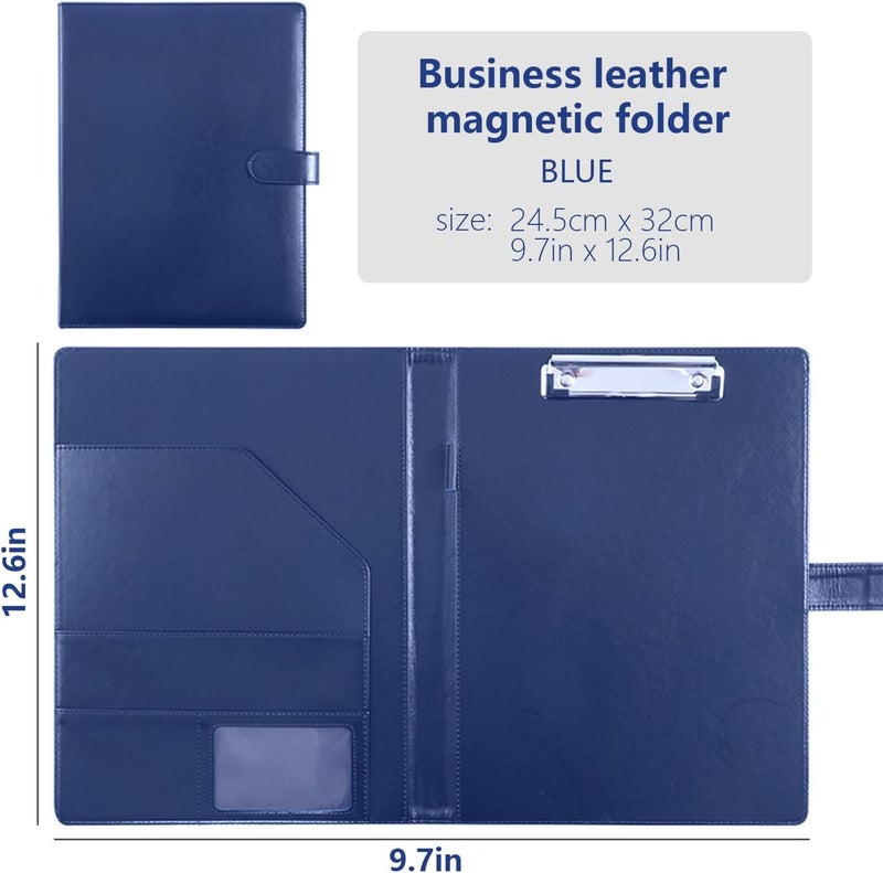 Lukdin Faux Leather Portfolio with Clipboard – A4/Letter Size Legal Pad Holder, Resume Organizer and Writing Folder, Professional Business Conference Office Padfolio(Blue) - Image 2